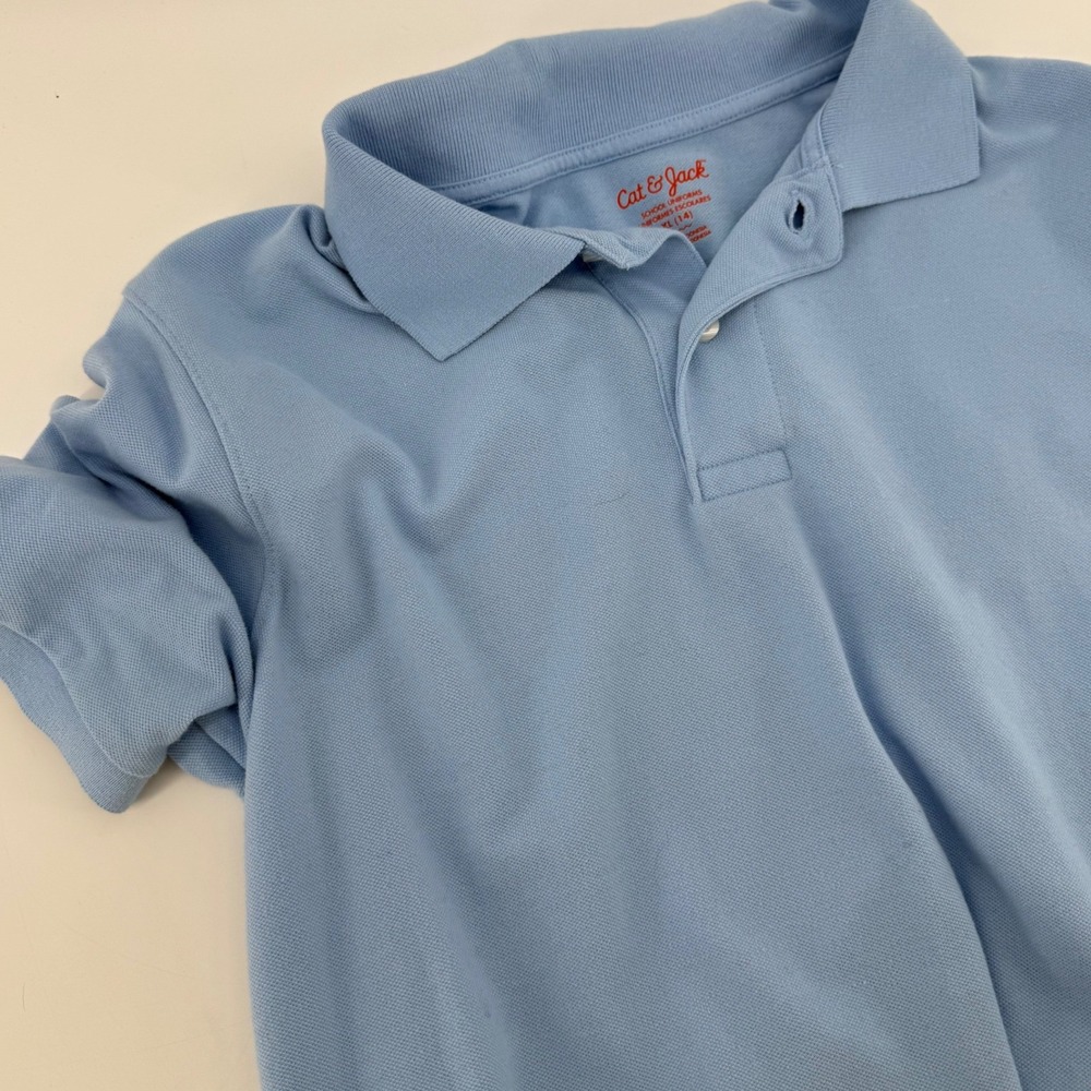 Cat and Jack‎ Boys Light Blue Short Sleeve School Uniform Polo Shirt XL 14